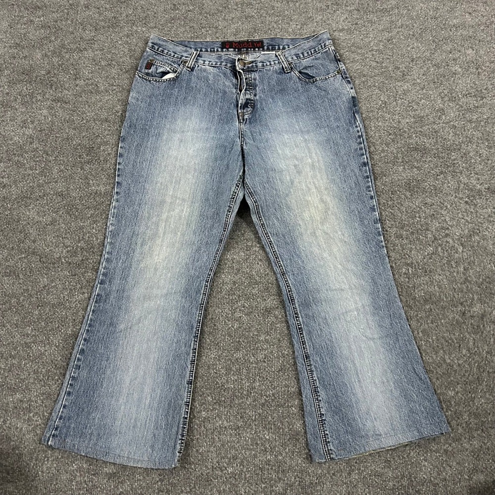 Mudd Jeans Womens Size 17 Blue Flare Leg Cotton Button Fly Y2K Denim 4TB822